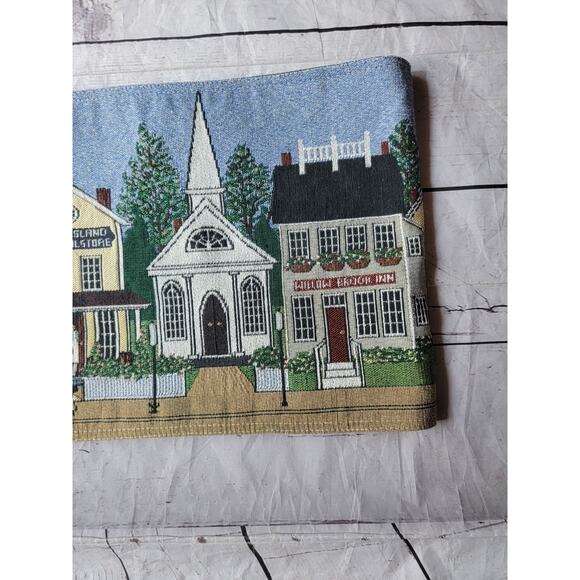 Nautical Harbor Coastal Village Themed Tapestry Table Runner 72 X 12 - Picture 2 of 8